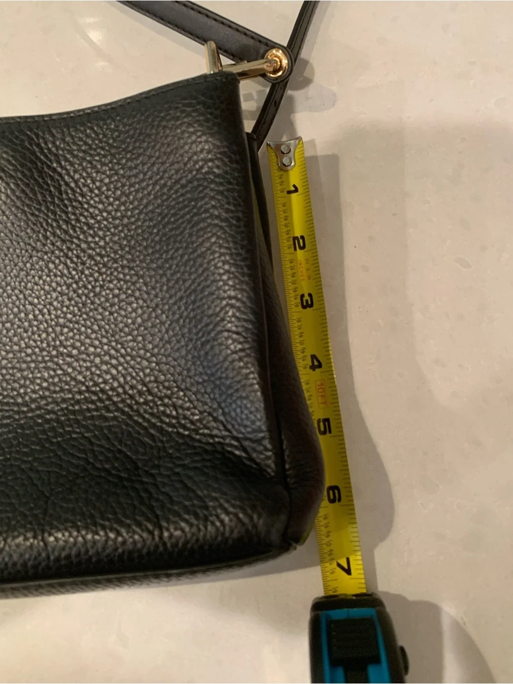 Michael Kors Black Leather Gold-Tone Logo Accent Adjustable  Strap Crossbody